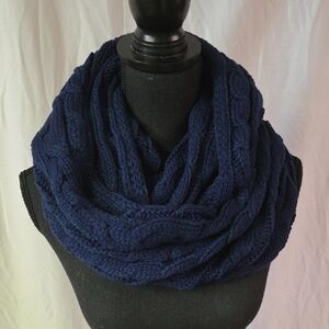 Chic Navy Cable Knit Infinity Scarf